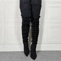 Over Knee Thigh High Boots Stiletto Heel Pointy Toe Nightclub Shoes Womens - Thumbnail 4