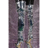 Womens Thigh High Over The Knee High Heel Stiletto Boots Party Shoes - Thumbnail 3