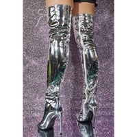 Women's Knee High Boots with High Heels Silver Thigh High Boots Party Boots - Thumbnail 1