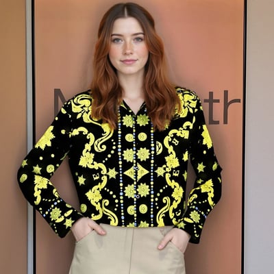 Baroque style shirt long sleeve lapel shirt