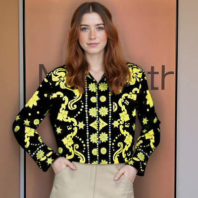 Baroque style shirt long sleeve lapel shirt