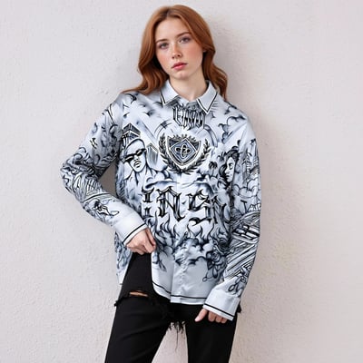High-end lapel shirt long-sleeved gothic style shirt