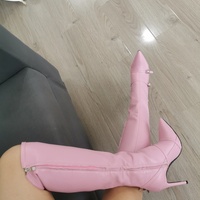 Pink Knee High Belt Boots - Thumbnail 5