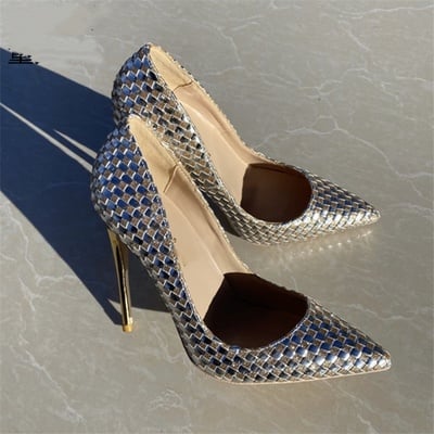 New gold braided high heels 12cm