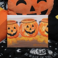 Jack-o'-lantern Jars, Original acrylic painting by N.E.Thompson, Artwork size 8x10 inches - Thumbnail 9