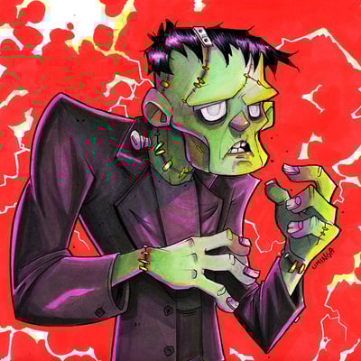 Frankenstein daily sketch original art