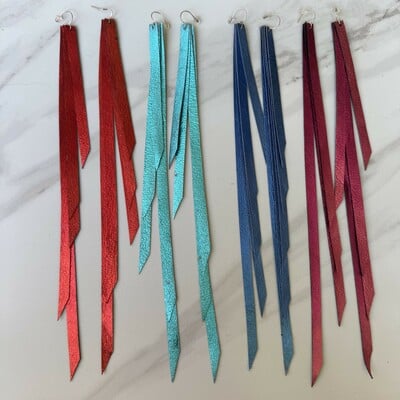 Imperfect leather strip earrings