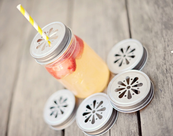 12 Daisy Cut Mason Jar Lids | Pewter