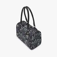 Gothic Black Rose Leather Bag - Dark Floral Travel Bag with Handles - Elegant Gray Roses Bag - Victorian Gothic Fashion Handbag | Free Ship - Thumbnail 1