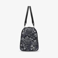 Gothic Black Rose Leather Bag - Dark Floral Travel Bag with Handles - Elegant Gray Roses Bag - Victorian Gothic Fashion Handbag | Free Ship - Thumbnail 5