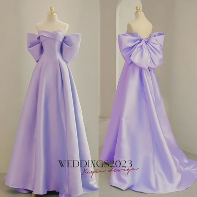 A-line sweetheart neck satin purple long prom dress, purple evening dress