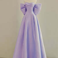 A-Line Sweetheart Neck Satin Purple Long Prom Dress, Purple Evening Dress - Thumbnail 1