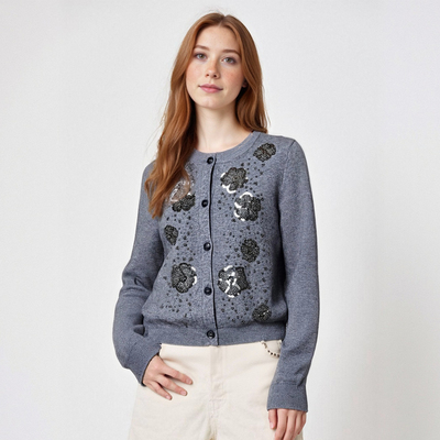 Street Fashion Casual Beaded Knitted Cardigan Jacket