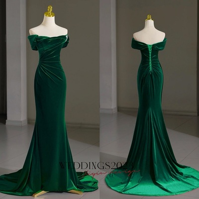 Mermaid Velvet Burgundy Long Prom Dress, Burgundy Long Formal Dress