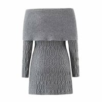 French casual classic one-shoulder sweater dress - Thumbnail 2
