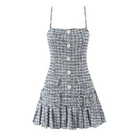 Waist-buttoned tube top with detachable knitted suspenders dress - Thumbnail 2