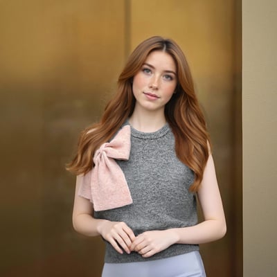 Fashionable and elegant women's wholesale bow-decorated vest sweater