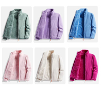 M-4XL Fleece Jacket Polar Fleece Top Reversible Thickened Coral Fleece Sweatshirt Cardigan  - Thumbnail 6