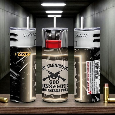 2nd amendment god g#ns guts lighter wrap, bic lighter sleeve decal, pro-g#n rights gift