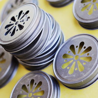 36 Daisy Stamped Mason Jar Lids  - Thumbnail 1