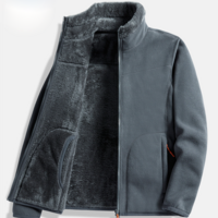 L-5XL Fleece Jacket Polar Fleece Top Reversible Thickened Coral Fleece Sweatshirt Cardigan - Thumbnail 4