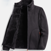 L-5XL Fleece Jacket Polar Fleece Top Reversible Thickened Coral Fleece Sweatshirt Cardigan - Thumbnail 5