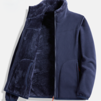 L-5XL Fleece Jacket Polar Fleece Top Reversible Thickened Coral Fleece Sweatshirt Cardigan - Thumbnail 6