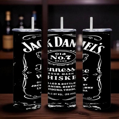Jack daniel's inspired 20 oz skinny tumbler, old no. 7 whiskey lover gift, stainless steel drinkware | free ship