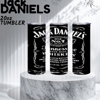 Jack Daniel's Inspired 20 oz Skinny Tumbler, Old No. 7 Whiskey Lover Gift, Stainless Steel Drinkware | Free Ship - Thumbnail 1