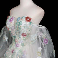 Beautiful Tulle Sequins Long Prom Dress, White Off the Shoulder Formal Dress - Thumbnail 5