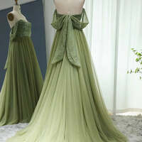 Elegant Off Shoulder Sage Evening Dress for Women Wedding Guest Beaded Arab Long Formal Party Gown  - Thumbnail 3