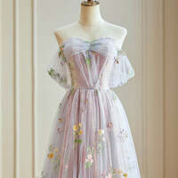 Flower Fairy Candy Pink Floral Sequins Prom Dresses Lace Homecoming Sleeveless A-Line / Princess Formal Dresses - Thumbnail 4