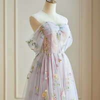 Flower Fairy Candy Pink Floral Sequins Prom Dresses Lace Homecoming Sleeveless A-Line / Princess Formal Dresses - Thumbnail 6