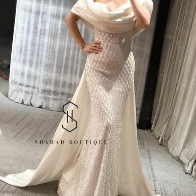 Luxury mermaid sequins beading crystals prom dress evening formal gown birthday party dress