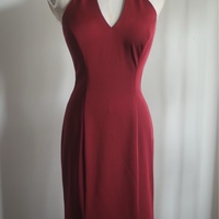 Halter Crimson Deep V-Neck Mermaid Beaded Formal Dress Party Gown - Thumbnail 4