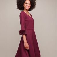 Faux-Fur-Trim Dress - Thumbnail 2