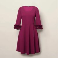 Faux-Fur-Trim Dress - Thumbnail 4