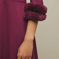 Faux-Fur-Trim Dress - Thumbnail 3