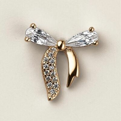 Sterling silver golden bow cz earrings