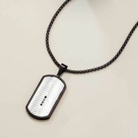 Men’s Stainless Steel Jet-Set CZ Dog Tag Necklace - FINAL SALE - Thumbnail 1