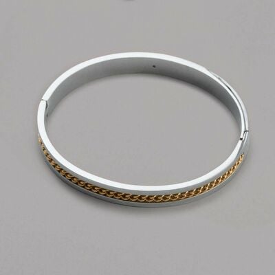 His stainless steel two tone chain reaction bangle - final sale