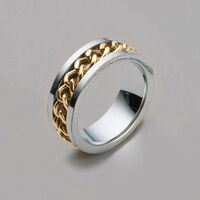 His Stainless Steel Two Tone Chain Reaction Band Ring - FINAL SALE - Thumbnail 2