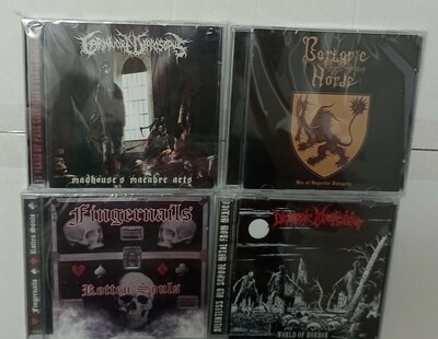 CARNIVORE DIPROSOPUS, BARBARIC HORDE, FINGERNALIS, DEMONIC MANIFESTATION Cds