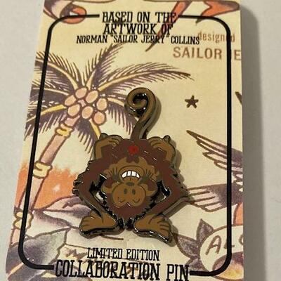 Aloha monkey enamel pin