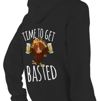 Funny Time to Get Basted Thanksgiving Hoodie, Drunk Turkey Beer Double-Sided Sweatshirt, Holiday Party Apparel | Free Ship - Thumbnail 2