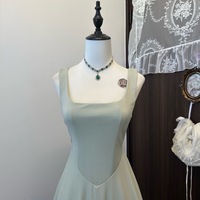 Elegant Fairy French Sling Dress For Woman Ball Gown Square-Collar Slim Fit Skirt Party Evening Dress - Thumbnail 1