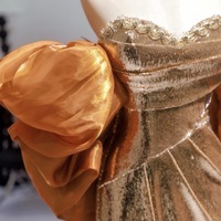 Gold Pretty Sequin Dress - Mermaid Dress Evening Gown - Strapless Sequins Evening Gown with Convertible Sleeves Plus Size - Thumbnail 7