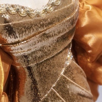 Gold Pretty Sequin Dress - Mermaid Dress Evening Gown - Strapless Sequins Evening Gown with Convertible Sleeves Plus Size - Thumbnail 4