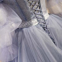 Lavender Layer Off-the-Shoulder Lace Ruffles Long Prom Dress - Thumbnail 2