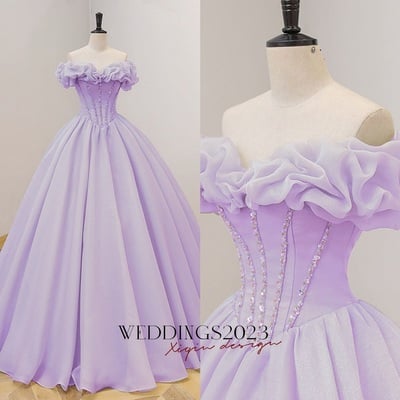 Lilac organza a line strapless  long prom dresses, long lilac formal graduation evening dresses
